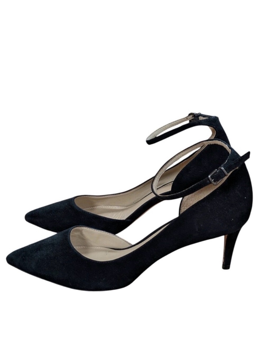 Black Suede Ankle Strap Heel